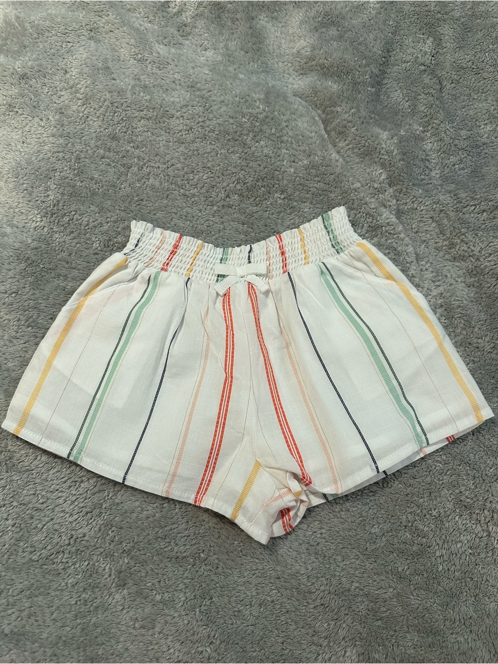 Janie and Jack Girls White Shorts with Multicolor Stripes NWT 12-18 months